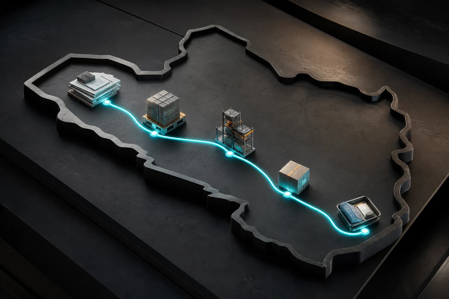 Architectural model tracing the SmartWarehouse product journey across South Africa